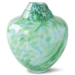Unik skulptur kunstglass M 24 cm grønn multi