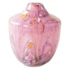 Unik skulptur kunstglass L 17 cm rosa multi