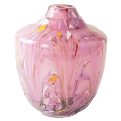 Unik skulptur kunstglass L 17 cm rosa multi