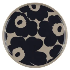 Unikko asjett 20 cm beige/mørk blå