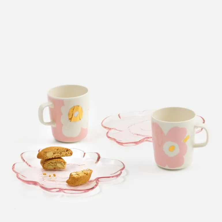 Unikko asjett 20 cm blomsterform rosa