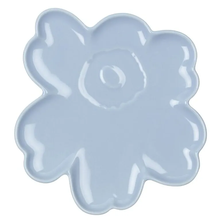 Unikko asjett 20 cm blomsterform blå