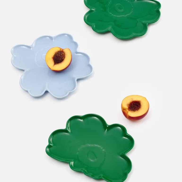 Unikko asjett 20 cm blomsterform blå