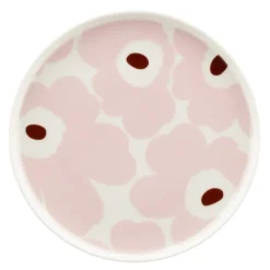 Unikko asjett 20 cm hvit/lys rosa/chestnut