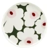 Unikko asjett 20 cm hvit/mørk grønn/rosa