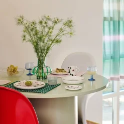 Unikko asjett 20 cm hvit/mørk grønn/rosa