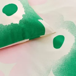 Unikko dynetrekk 135x200 cm hvit/rosa/grønn