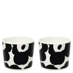 Unikko kopp uten hank 20 cl 2 stk svart/hvit