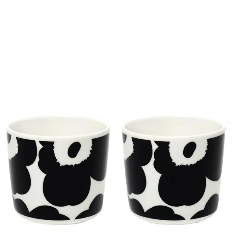 Unikko kopp uten hank 20 cl 2 stk svart/hvit