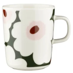 Unikko krus 25 cl hvit/mørk grønn/rosa