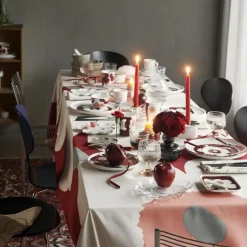 Unikko tallerken 25 cm hvit/mørk kirsebær/brun