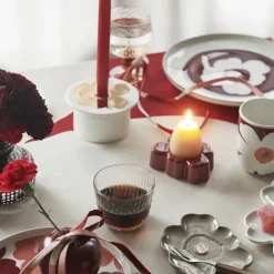 Unikko tallerken 25 cm hvit/mørk kirsebær/brun