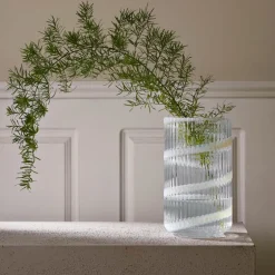 Vase munnblåst glass 20,5 cm swirl white