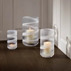 Vase munnblåst glass 20,5 cm swirl white