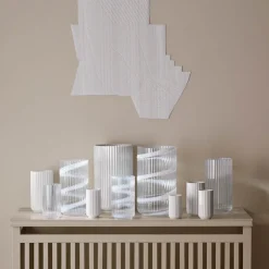 Vase munnblåst glass 20,5 cm swirl white