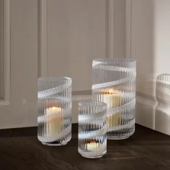 Vase munnblåst glass 15,5 cm swirl white