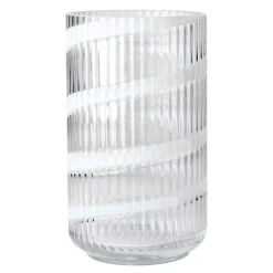 Vase munnblåst glass 25 cm swirl white