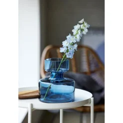 Vase tubular 20 cm blå glass