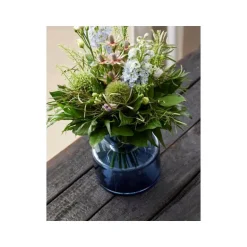 Vase tubular 20 cm blå glass