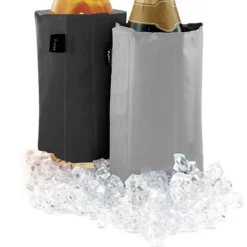 Vin- og champagnekjøler sølv/svart