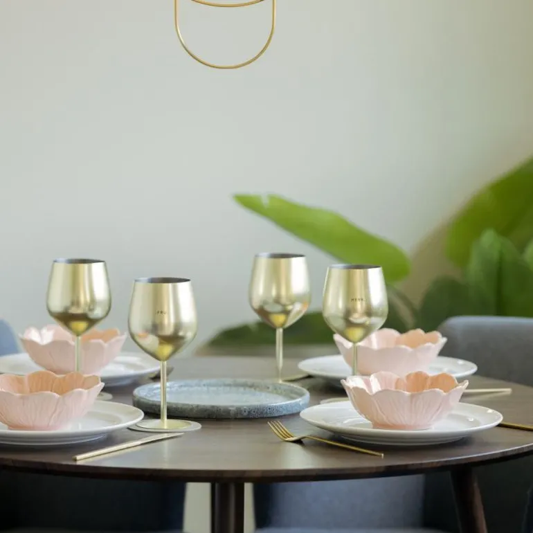 Vinglass stål HERR & FRU 45 cl 2 stk gull