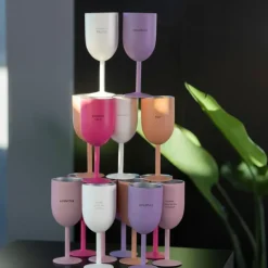 Vinglass termo ENDELIG HELG 35 cl mørk rosa