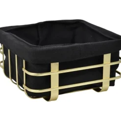 Vintri brødkurv 19x19 cm gull/svart