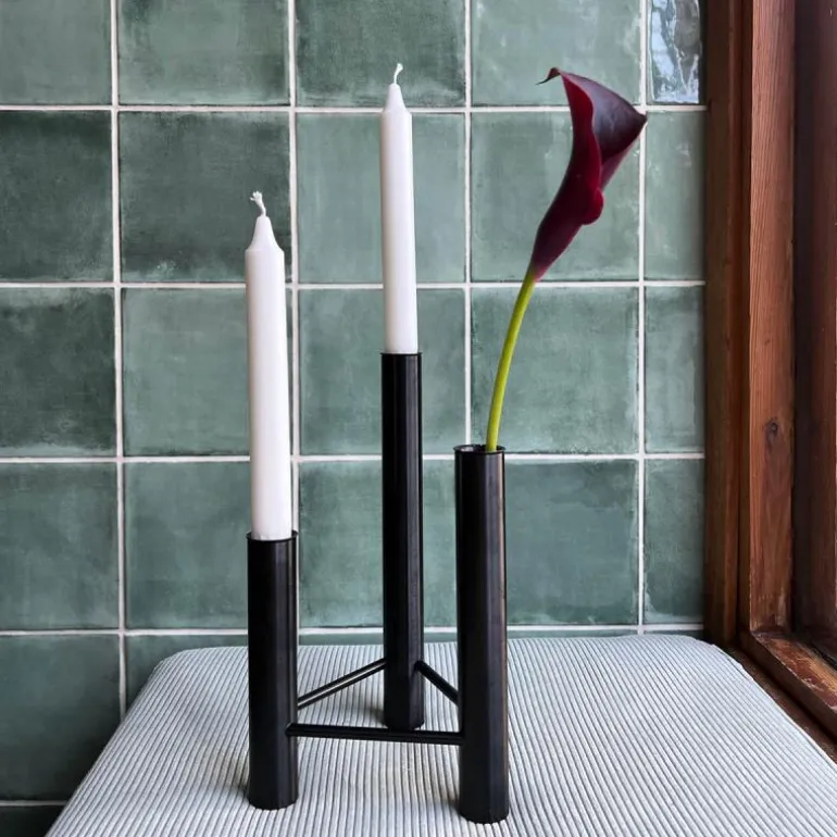 Vista vase/lysestake svart