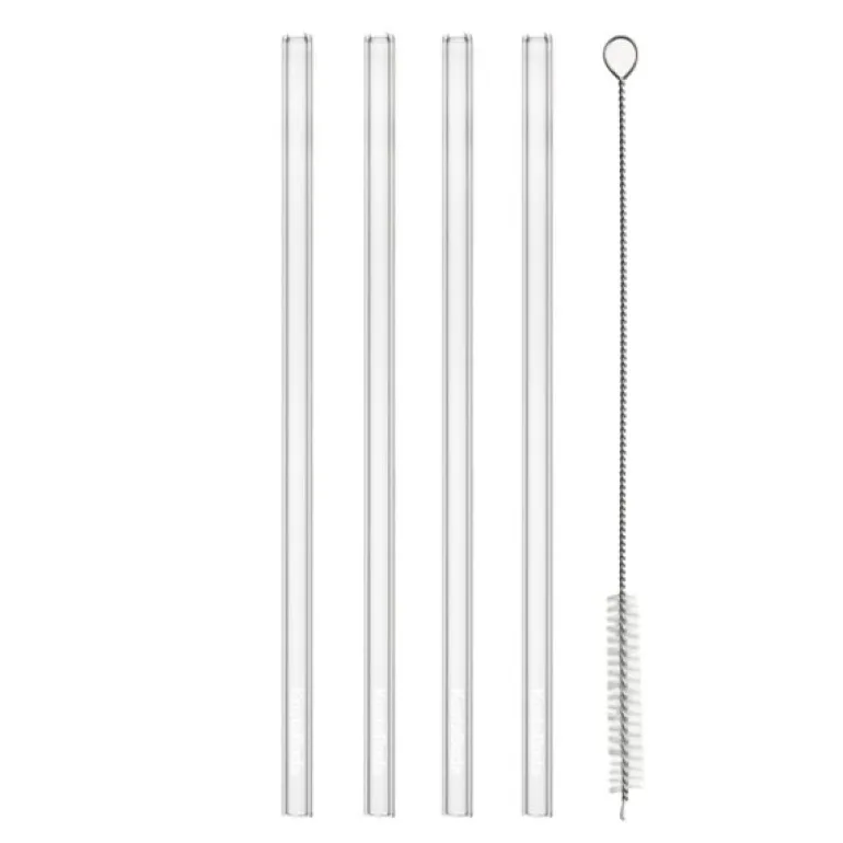 Viva sugerør med rensebørste 20 cm 4 stk klar