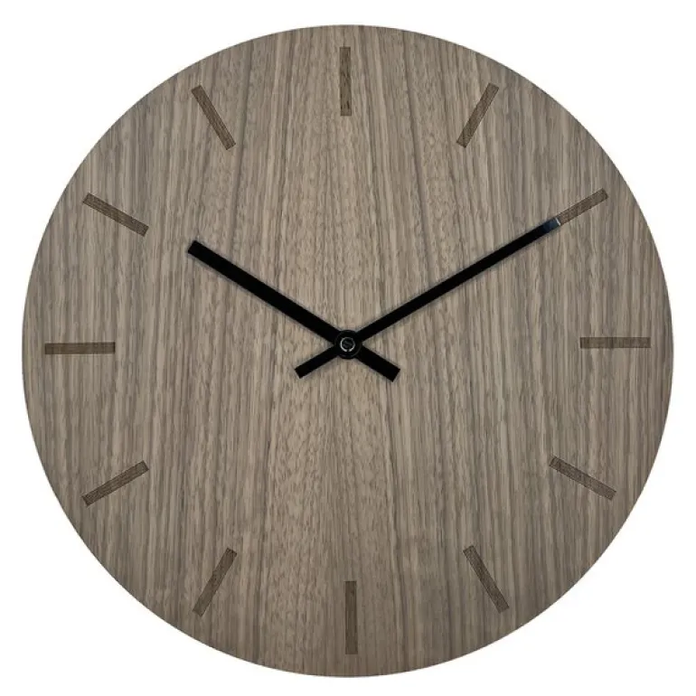 Walnut veggklokke 28 cm valnøtt m/svart viser