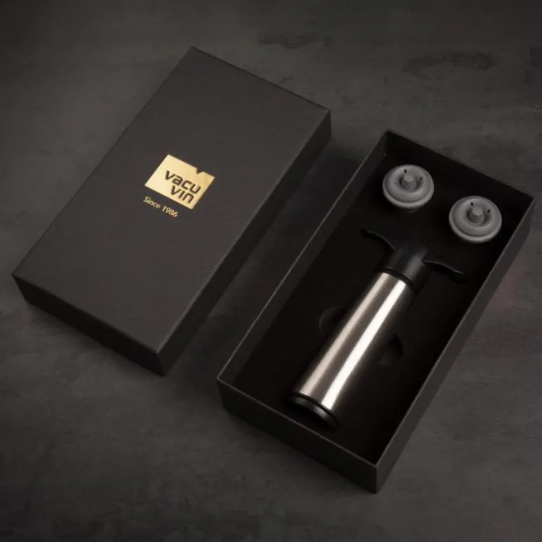 Wine Saver 3 stk gaveeske svart/sølv