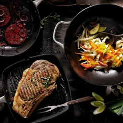 Wokpanne i støpejern 34 cm