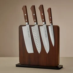 Wood santokukniv m/ luftlommer 16,5 cm blank/natur