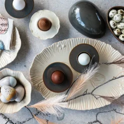 Zen eggekopp 10x4 cm petrol/brun